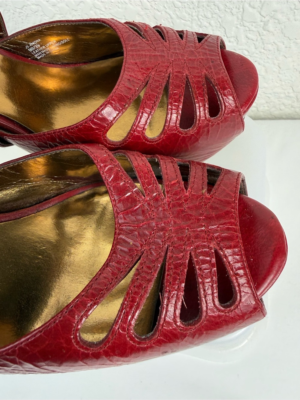 Jessica Simpson | Amona | Red Leather Platform Heels | 9B - Picture 13 of 14